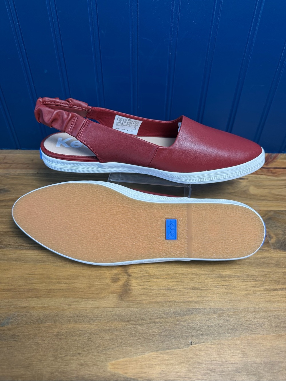 Keds Point Slingback Leather Flats Red Burgundy Size 9.5 - Picture 2 of 6